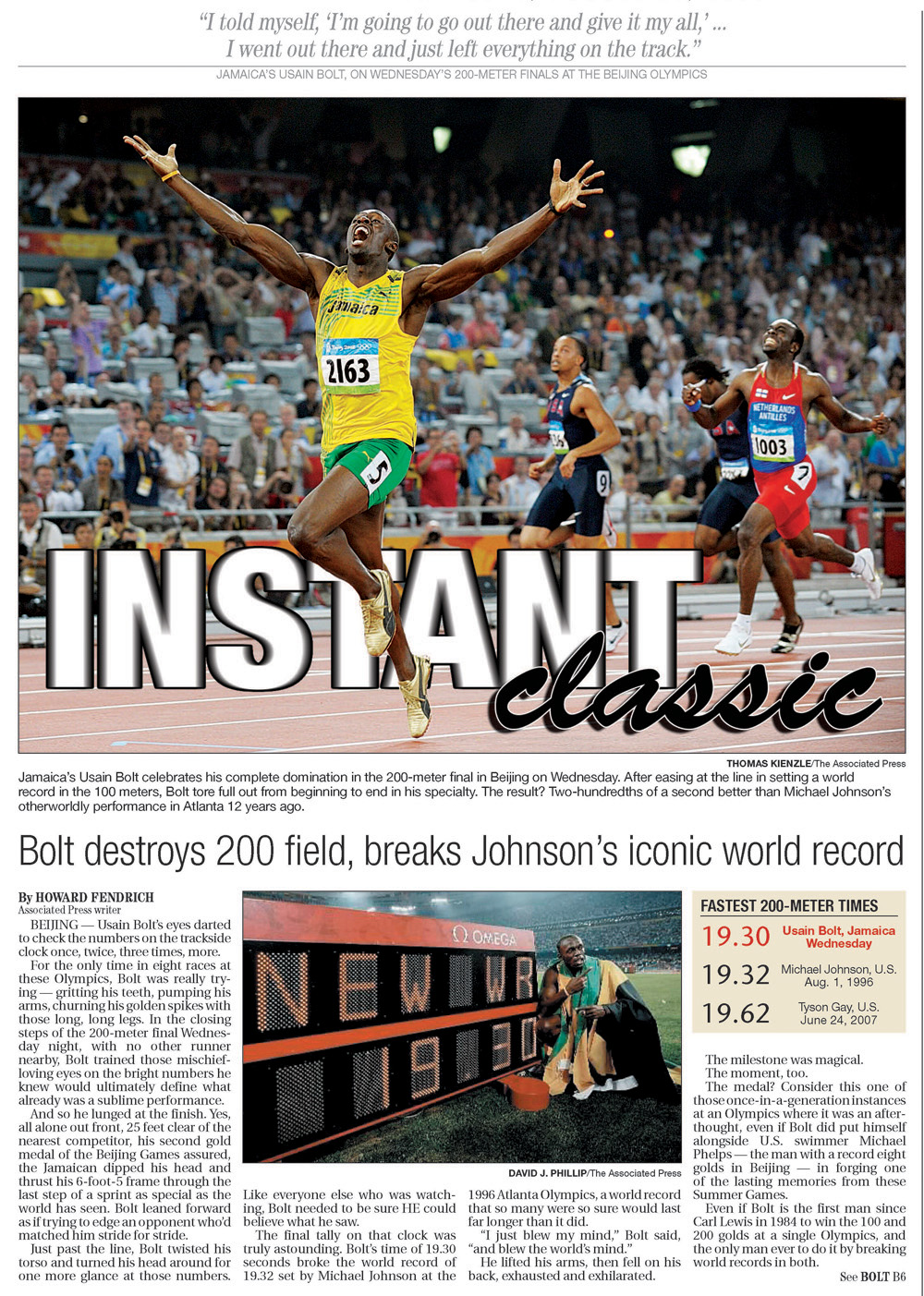 Aug. 21, 2008 -- Usain Bolt
